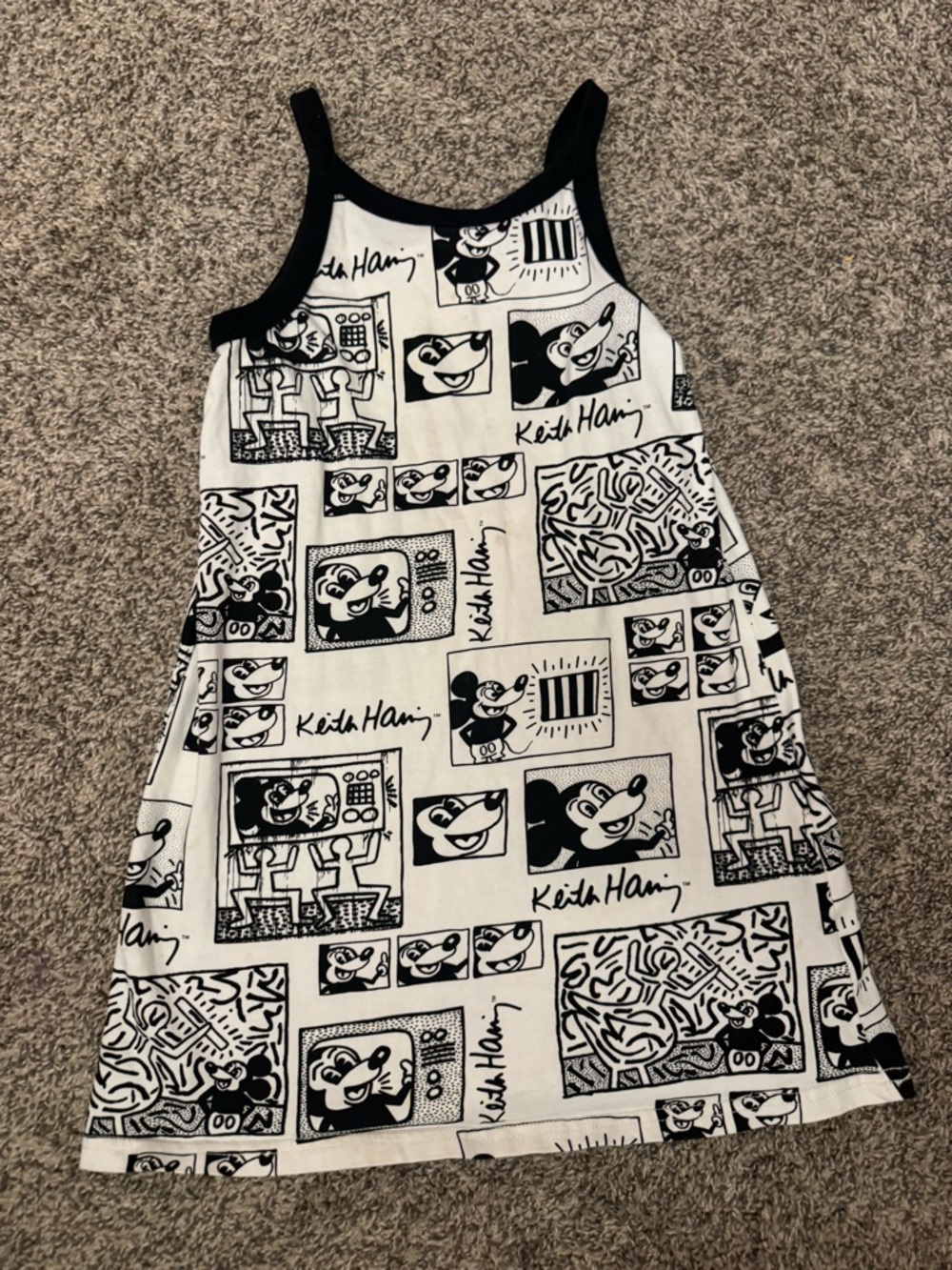 Disney Black and White Keith Haring Graphic Tank Dress